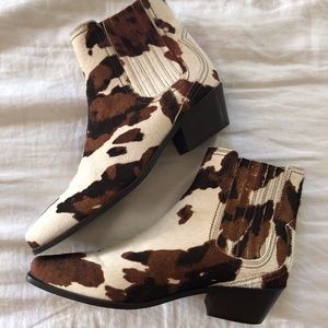 Zara cow print heeled ankle cowboy boots 40
